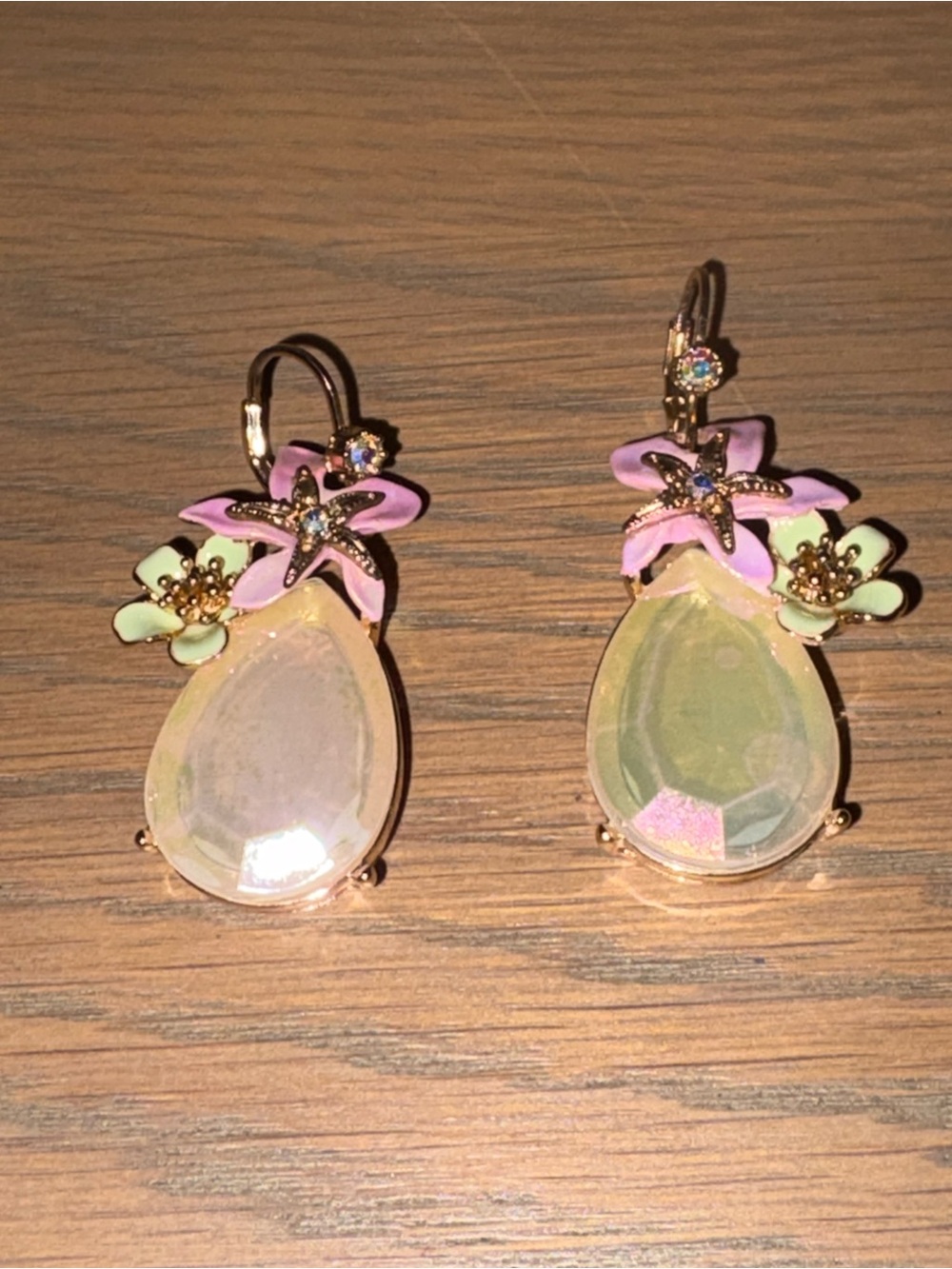 Betsey Johnson delicate Pink & Mint Floral Drop Earrings - Women Jewelry